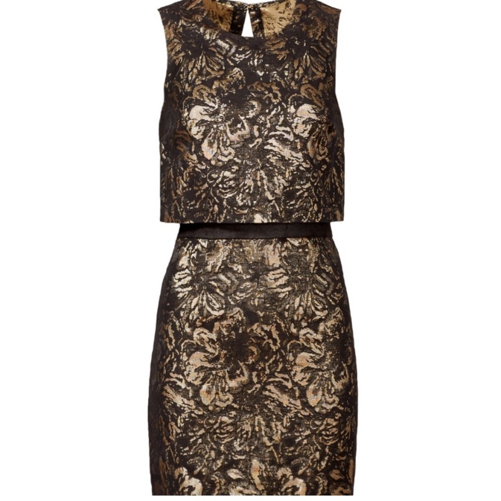 Cynthia Steffe Black Gold Metallic Jacquard Dress. Brand New w/ Tags. Size 2.